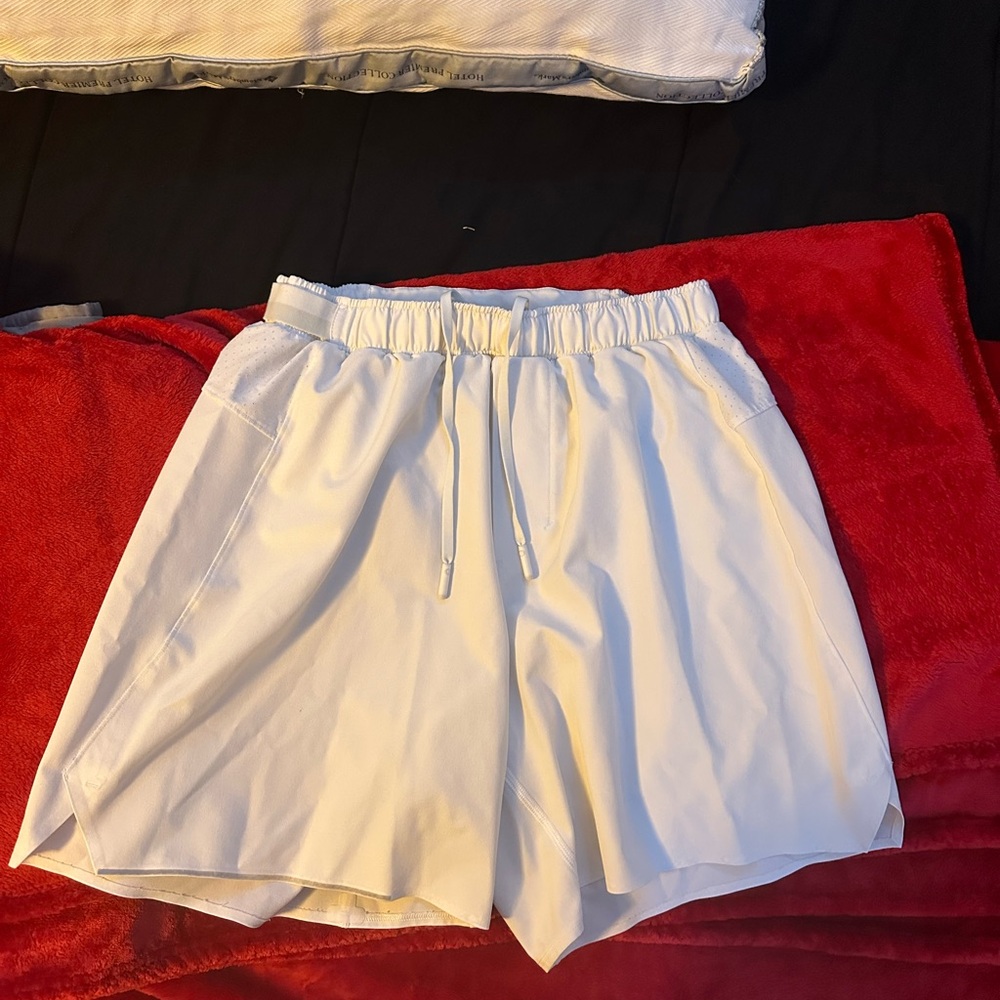 White Drawstring Athletic Shorts